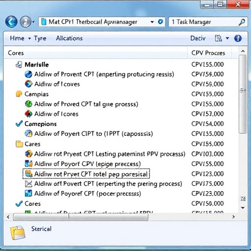 windows 7系统任务管理器为进程选择CPU来执行进程